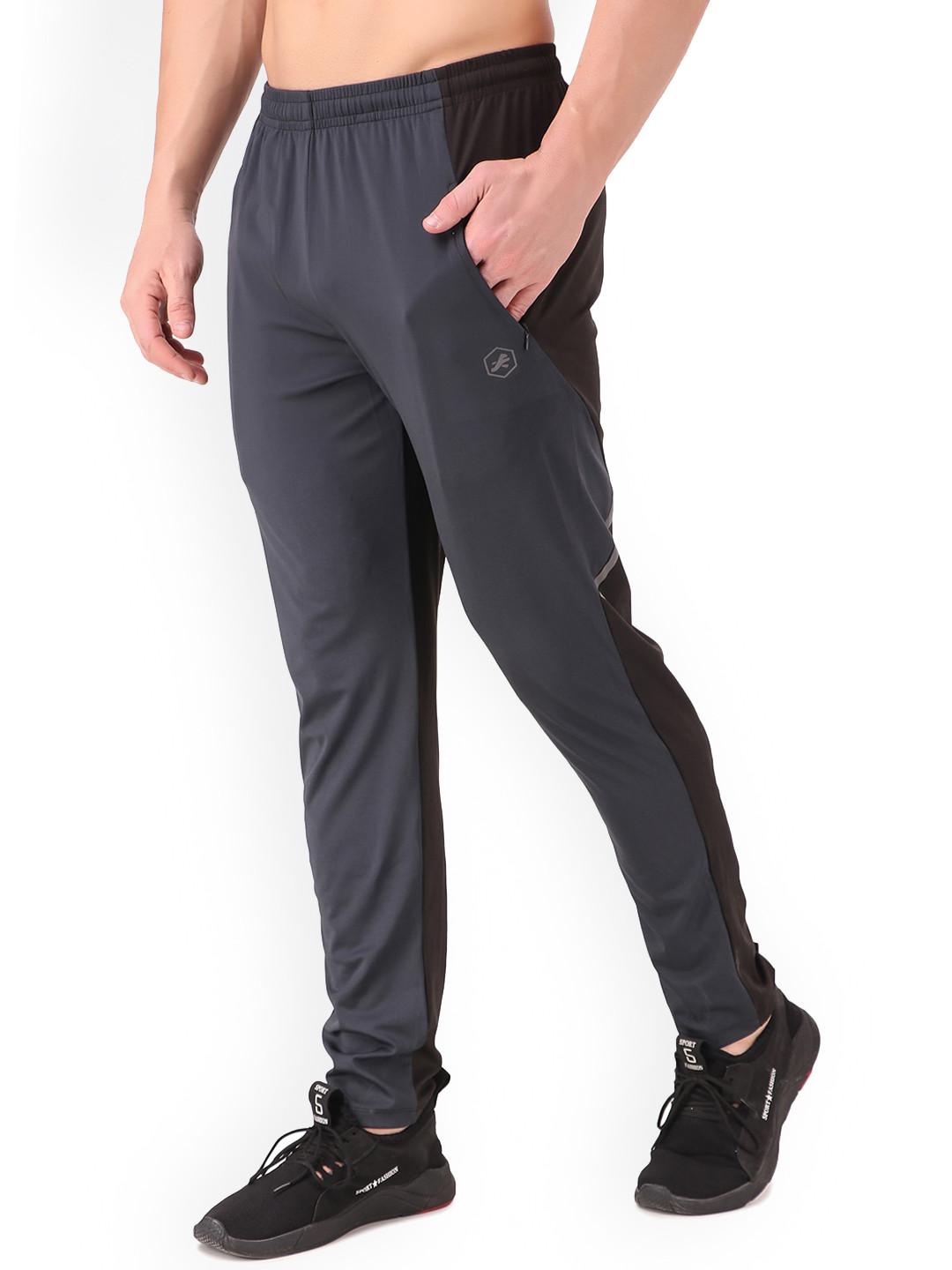 

REDESIGN Men Dry Fit Stretchable Track Pants, Black