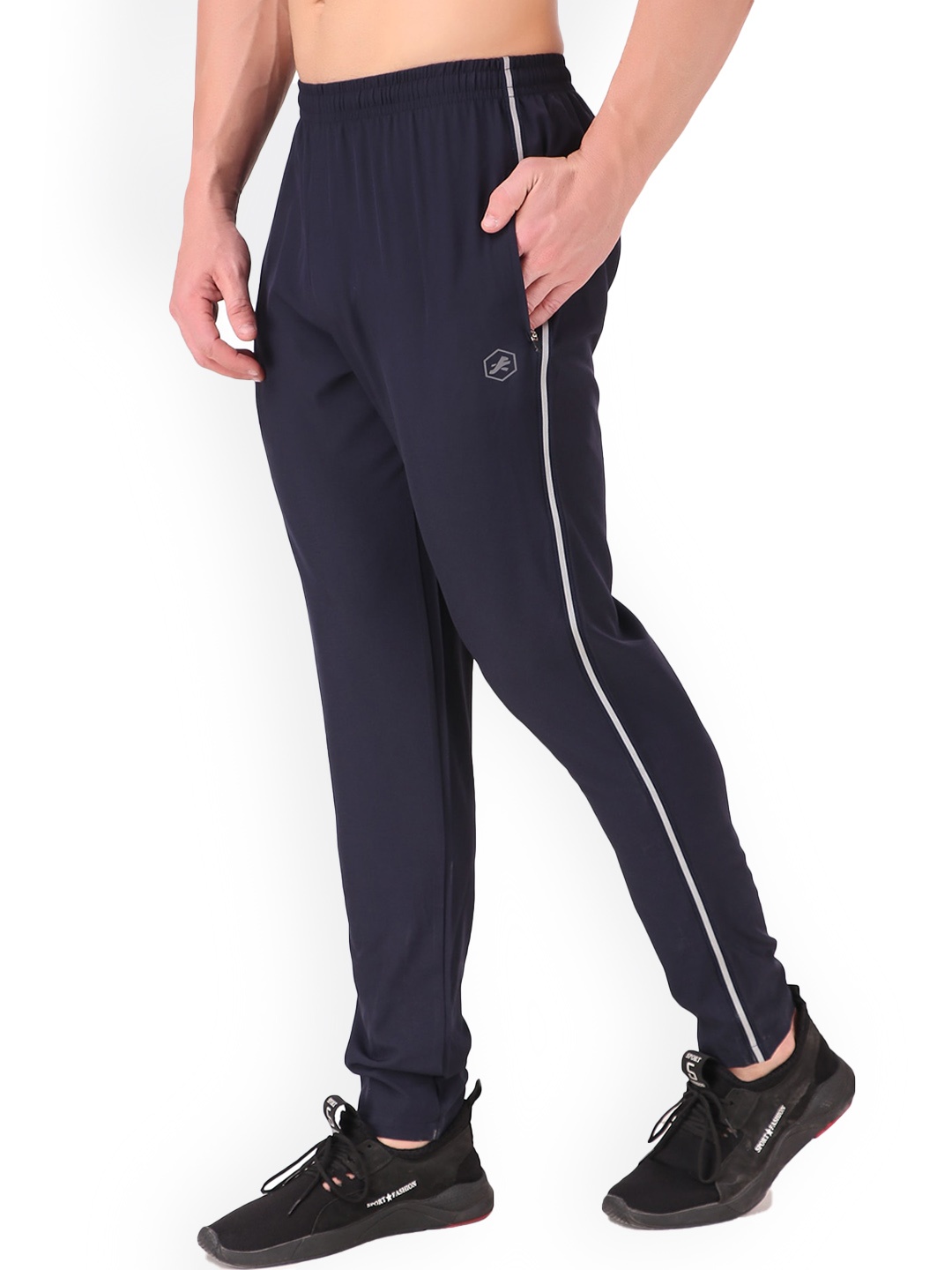

REDESIGN Men Stretchable Dry-Fit Track Pants, Navy blue