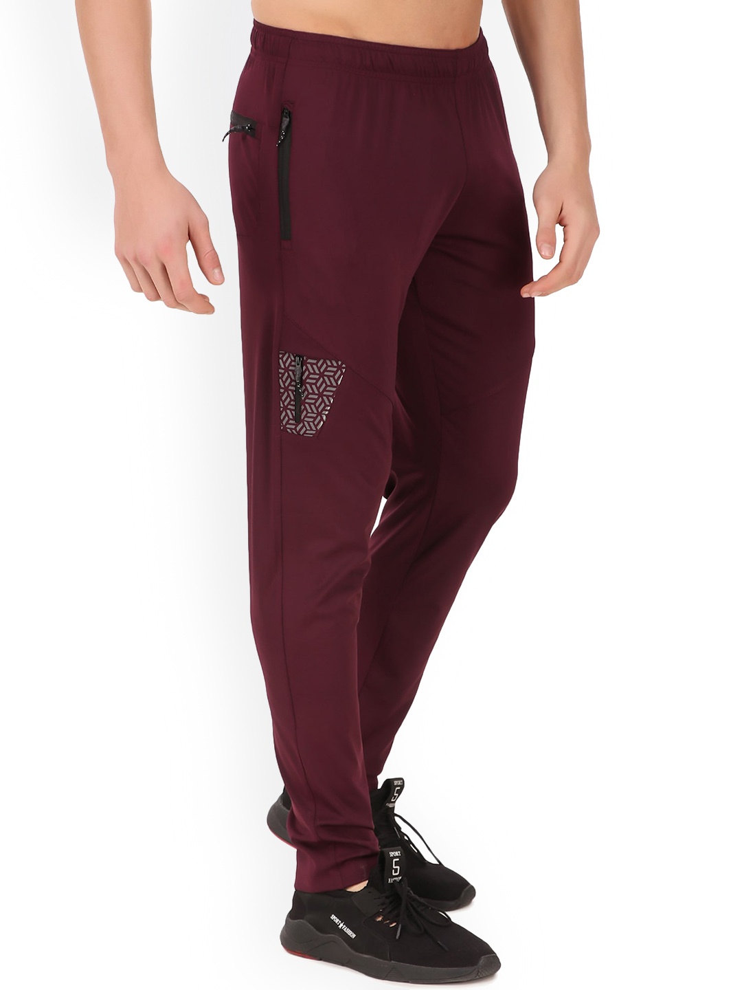 

REDESIGN Men Stretchable Dry-Fit Track Pant, Maroon