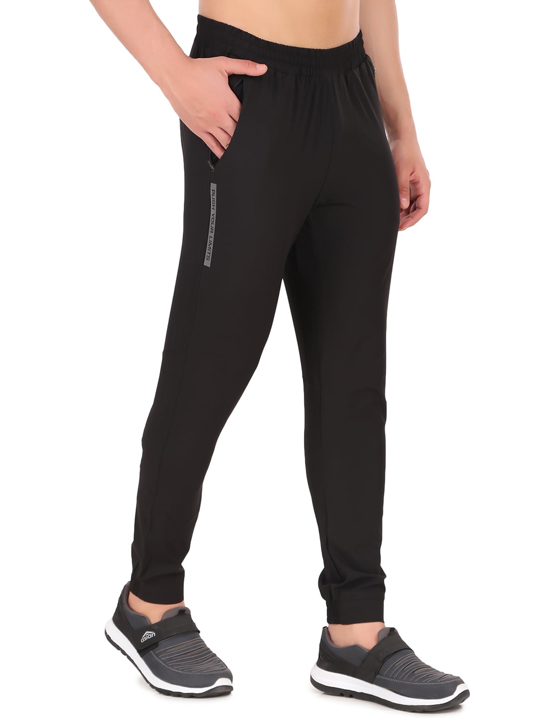 

REDESIGN Men Dry Fit Stretchable Track Pant, Black
