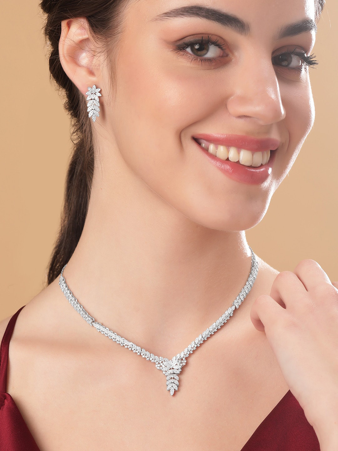 

Rubans Silver Rhodium Plated Sterling Silver Jewellery Set