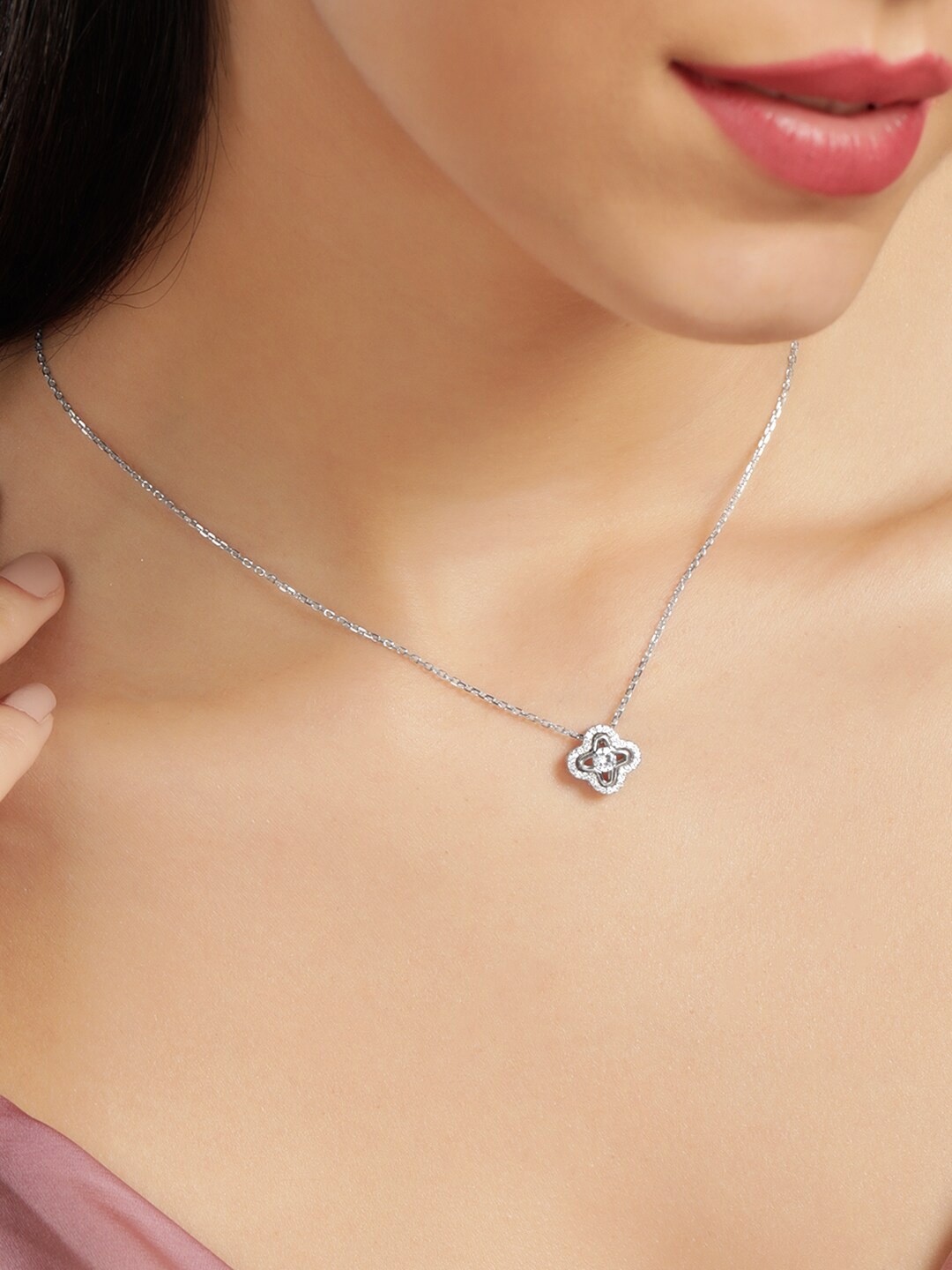 

Rubans Silver Sterling Silver Rhodium-Plated Necklace