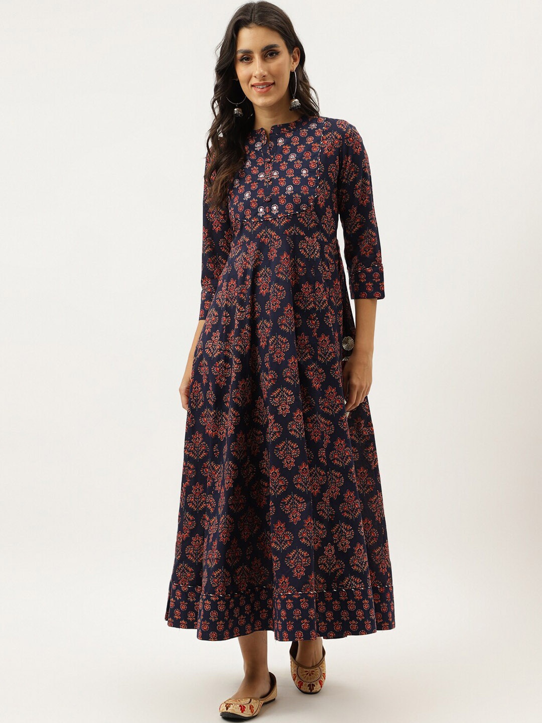 

Neemiya Ethnic Motifs Printed Fit and Flare Ethnic Dress, Blue
