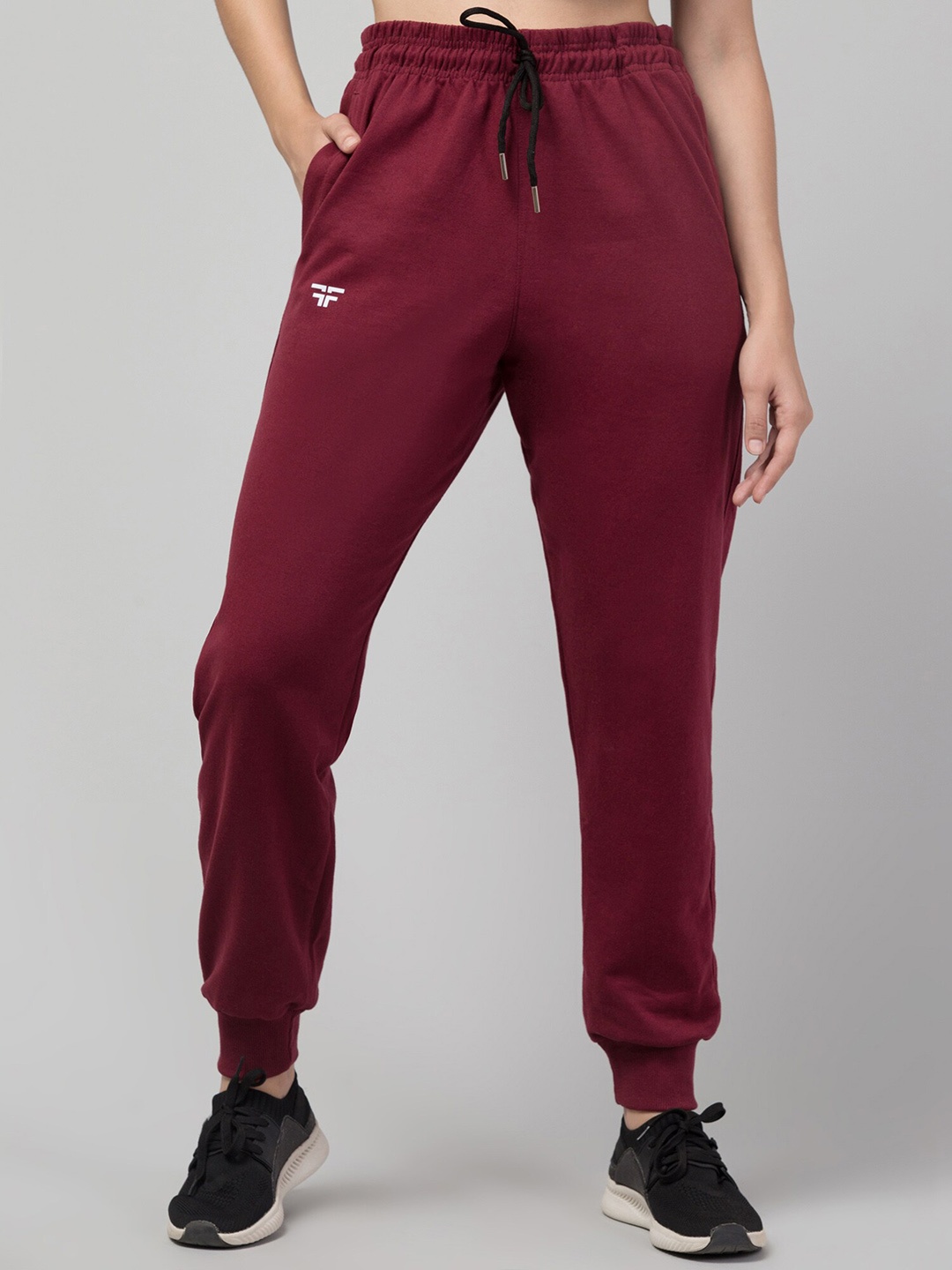 

FFLIRTYGO Women Cotton Mid Rise Joggers, Red