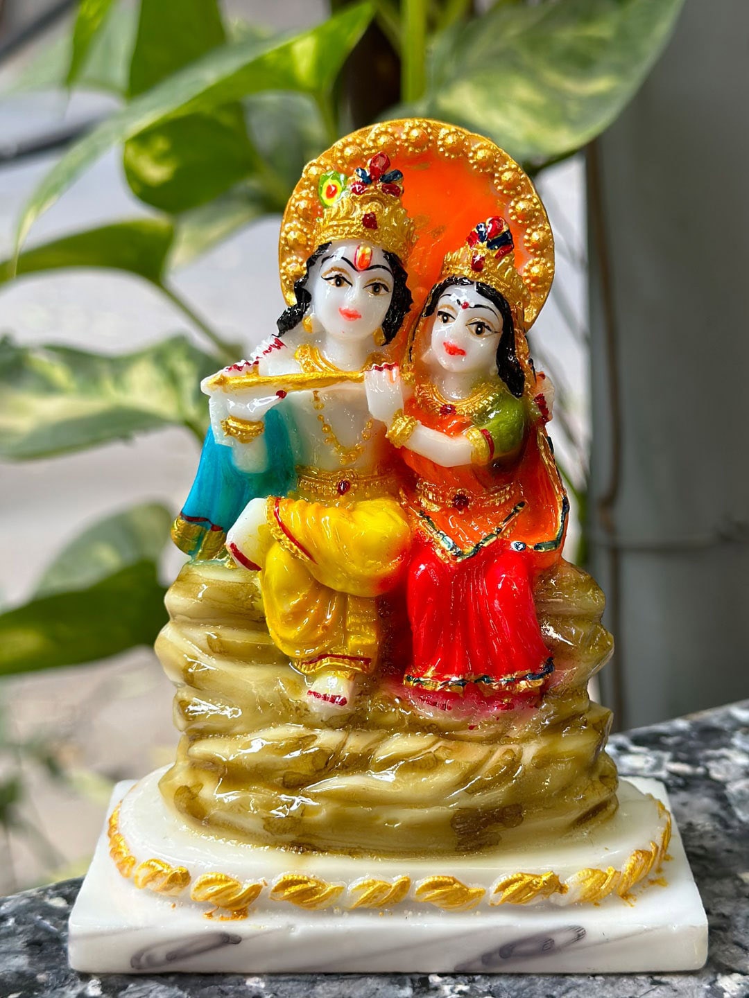 

Gallery99 Brown & Yellow Radha Krishna Idol Showpiece