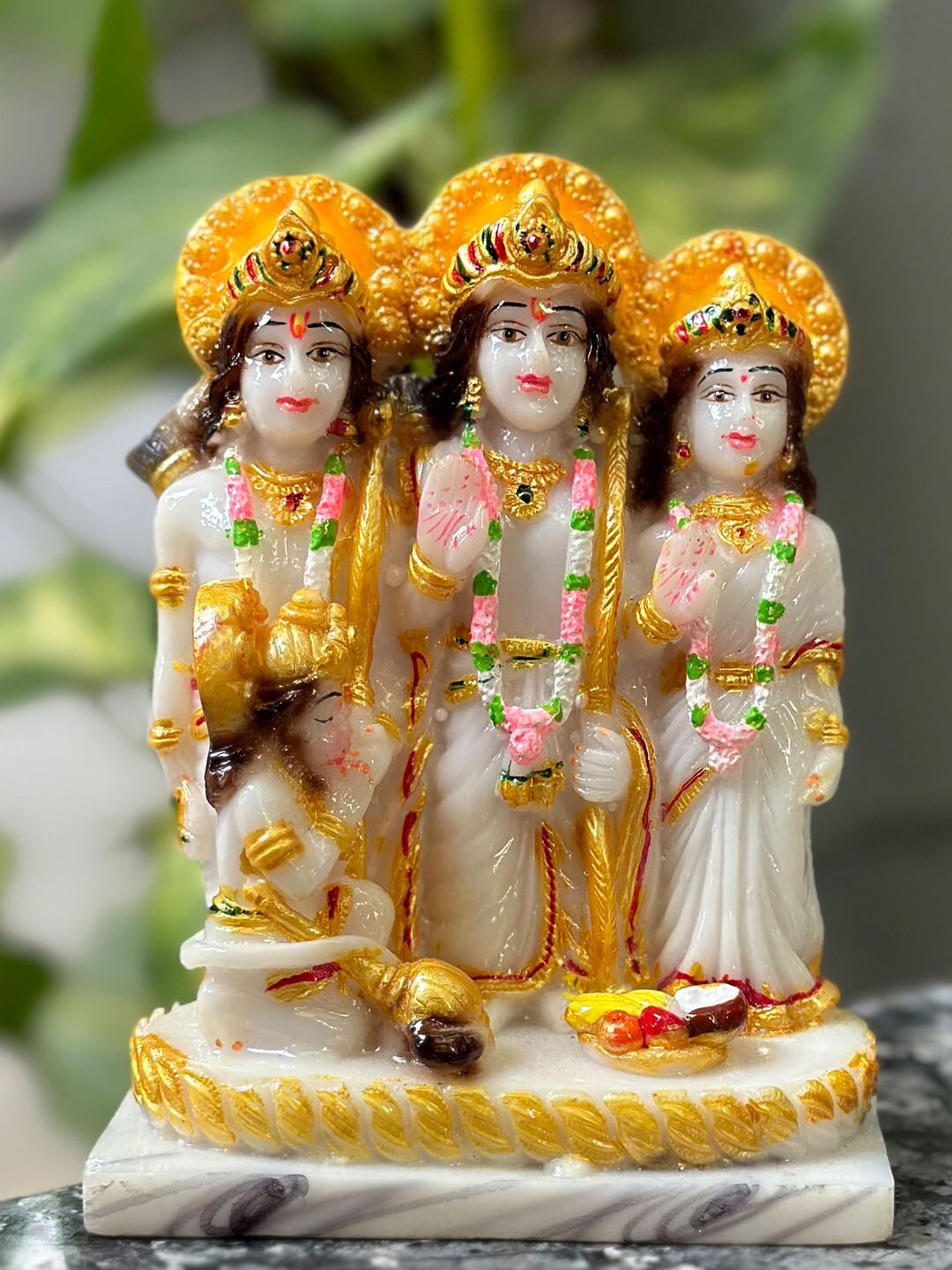 

Gallery99 Ram Darbar White & gold Marble Idol Showpiece