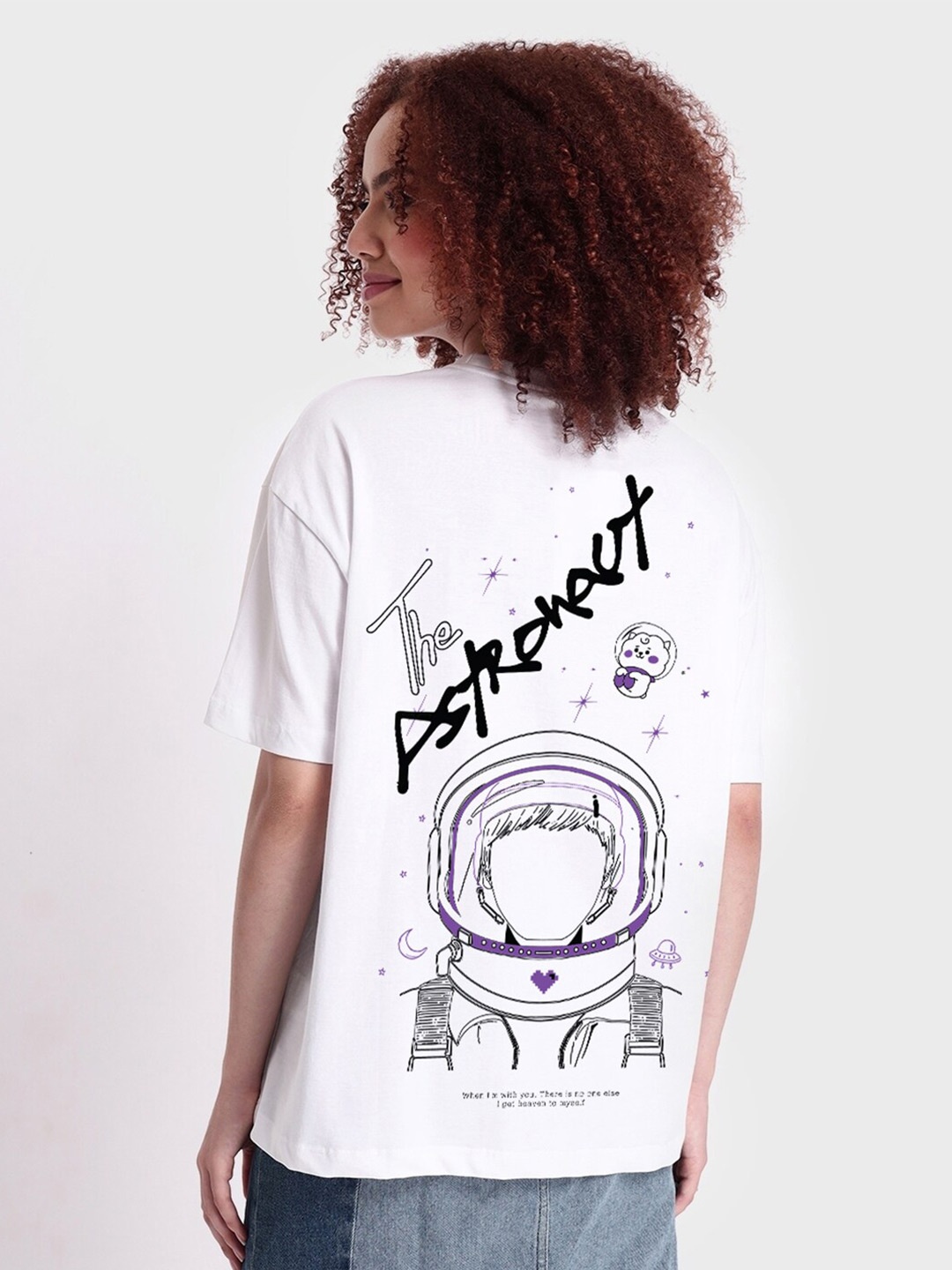 

Bewakoof Typography Printed Cotton Oversized T-shirt, White