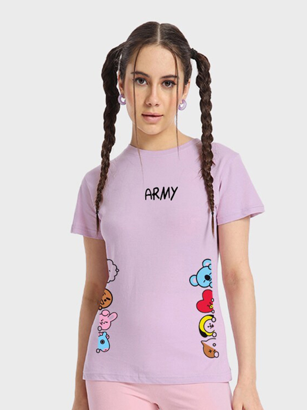 

Bewakoof Purple Typography Printed Cotton T-shirt