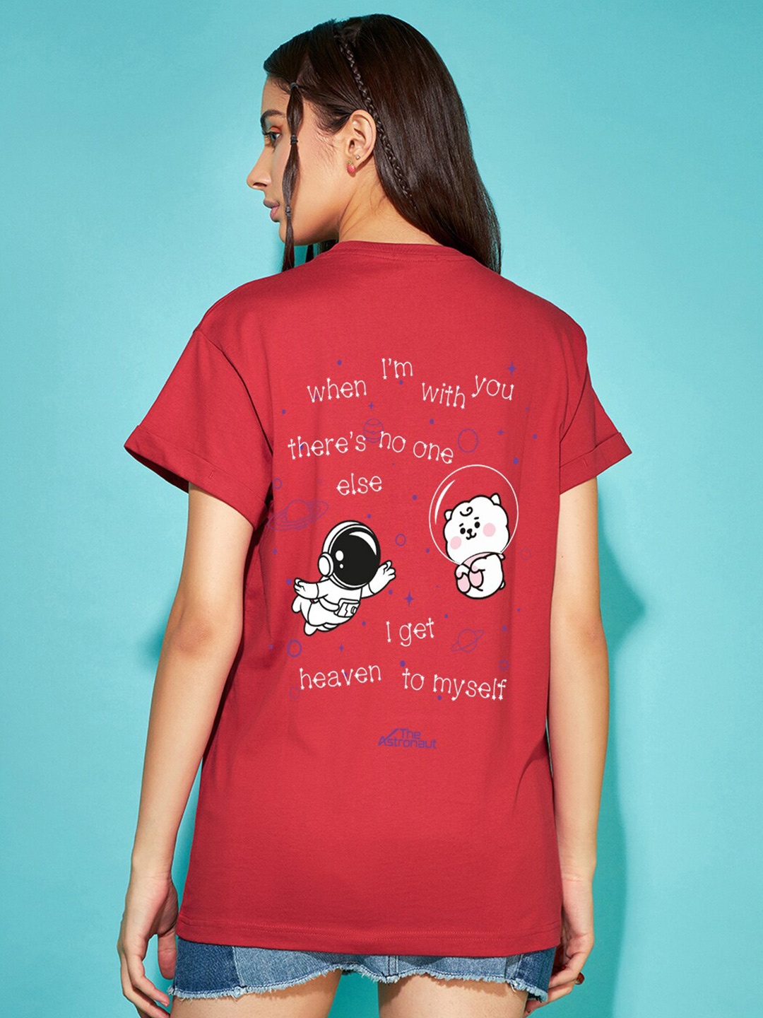 

Bewakoof Typography Printed Round Neck Cotton Relaxed Fit T-shirt, Red