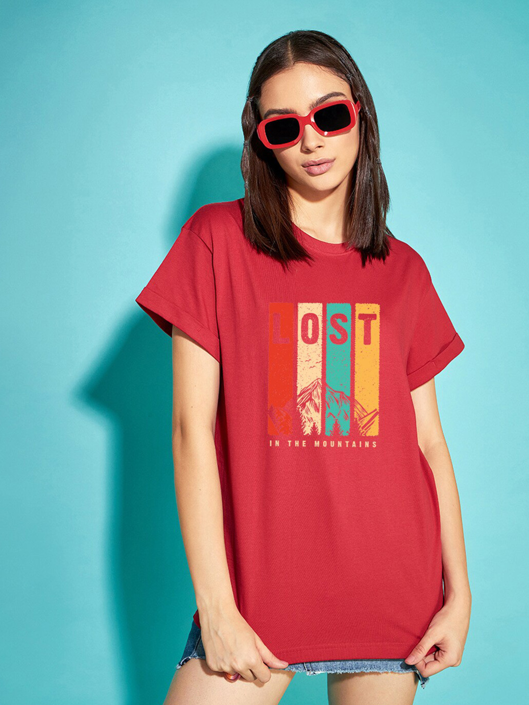 

Bewakoof Red Graphic Printed Cotton T-shirt