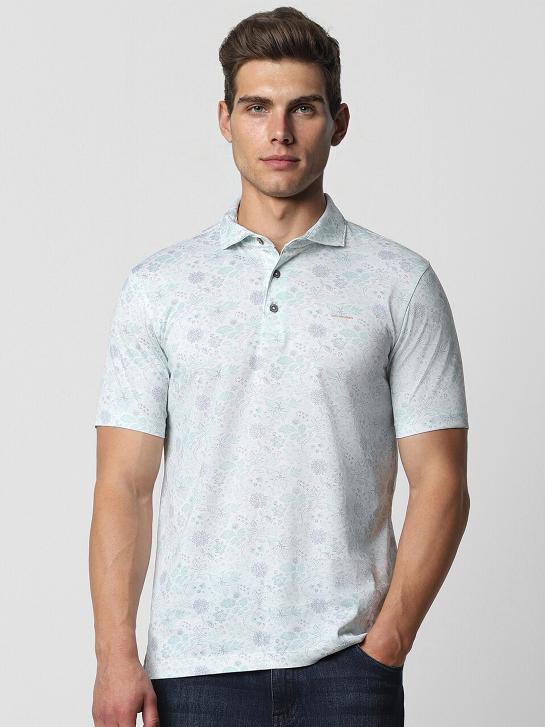 

Van Heusen Floral Printed Polo Collar Pure Cotton T-Shirt, White
