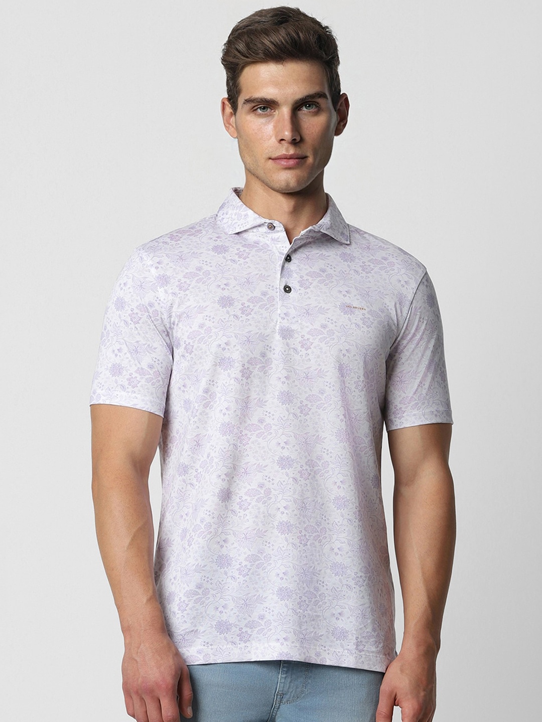 

Van Heusen Floral Printed Polo Collar Pure Cotton T-Shirt, White