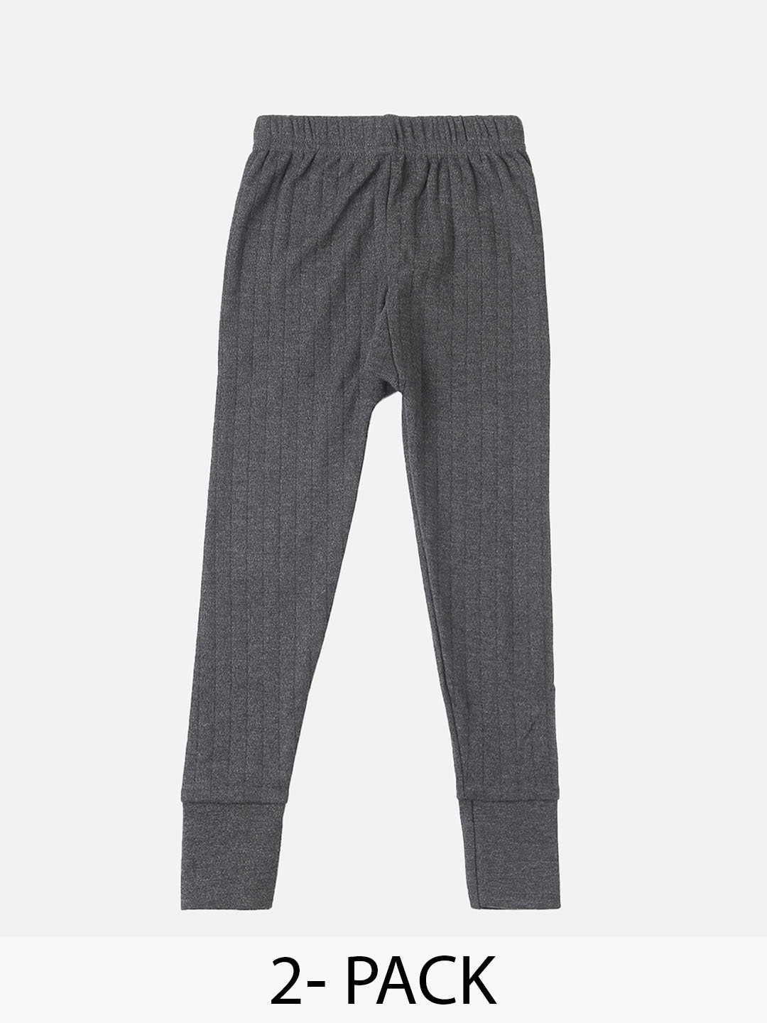 

LUX PARKER Boys Pack Of 2 Striped Mid-Rise Thermal Bottoms, Grey