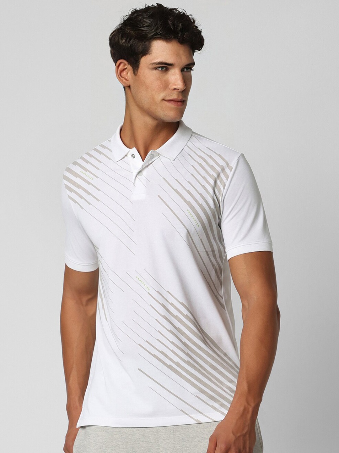 

Van Heusen Flex Striped Polo Collar T-shirt, White
