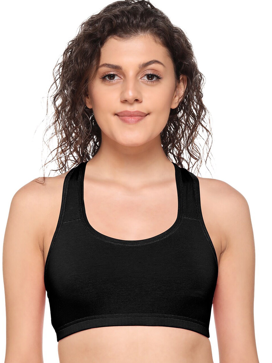 

SONA Seamless Full Coverage Cotton Workout Bra All Day Comfort, Black