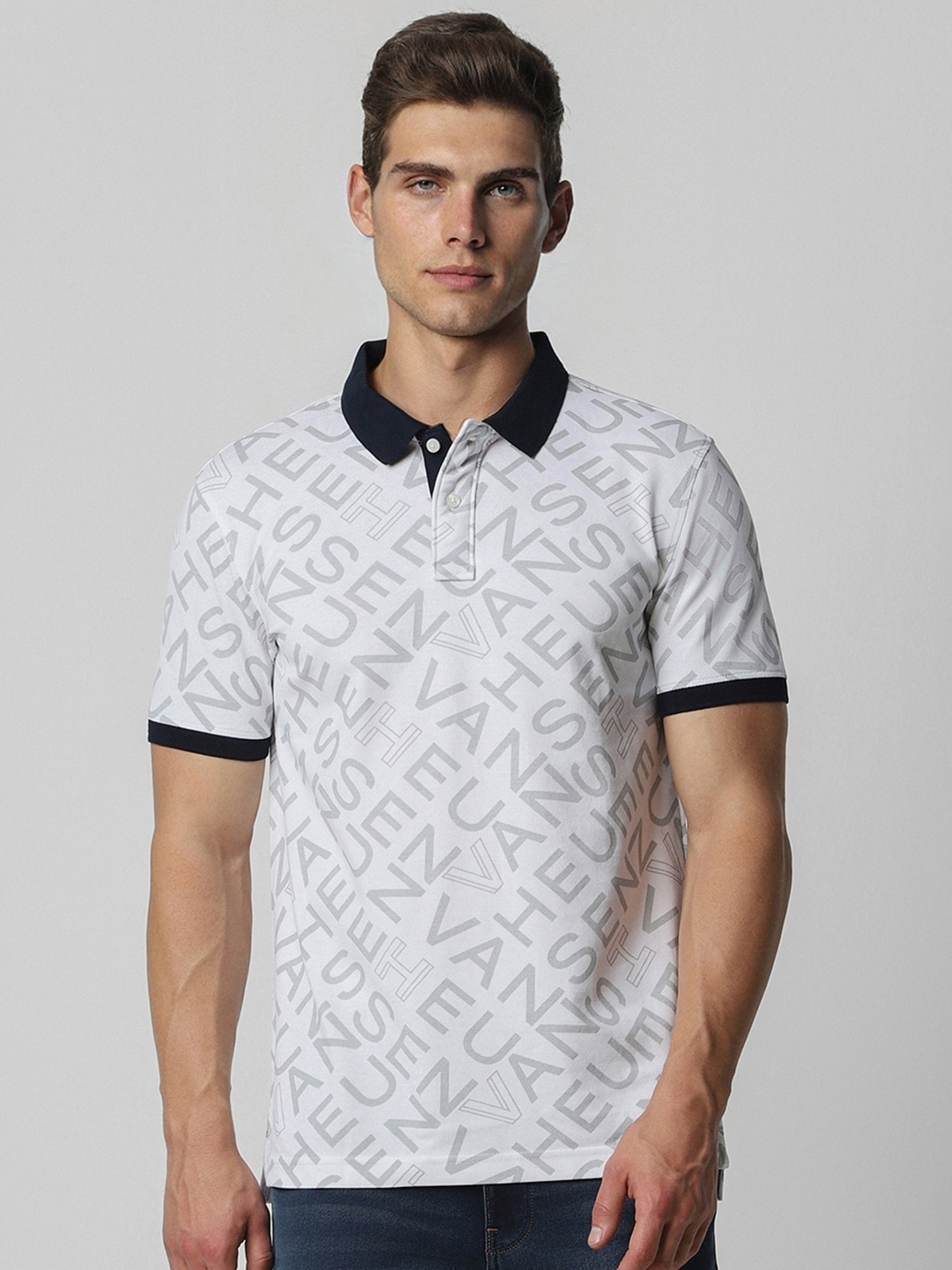 

Van Heusen Sport Typography Printed Polo Collar Pure Cotton T-shirt, White