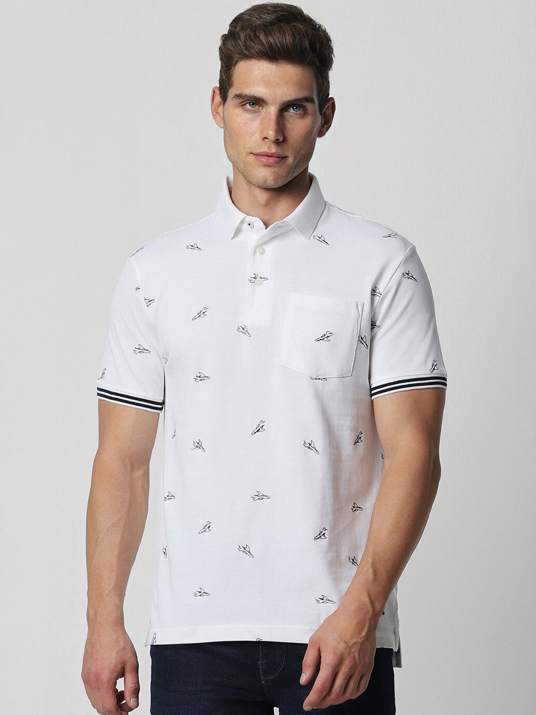 

Van Heusen Sport Conversational Printed Polo Collar Pure Cotton T-shirt, White