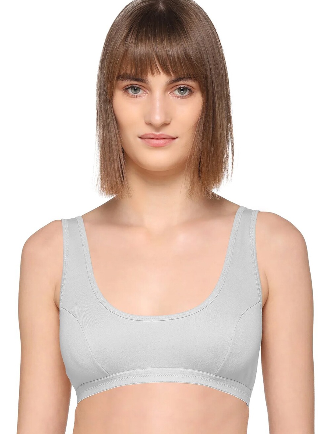 

SONA Seamless Full Coverage Cotton Workout Bra All Day Comfort, Grey