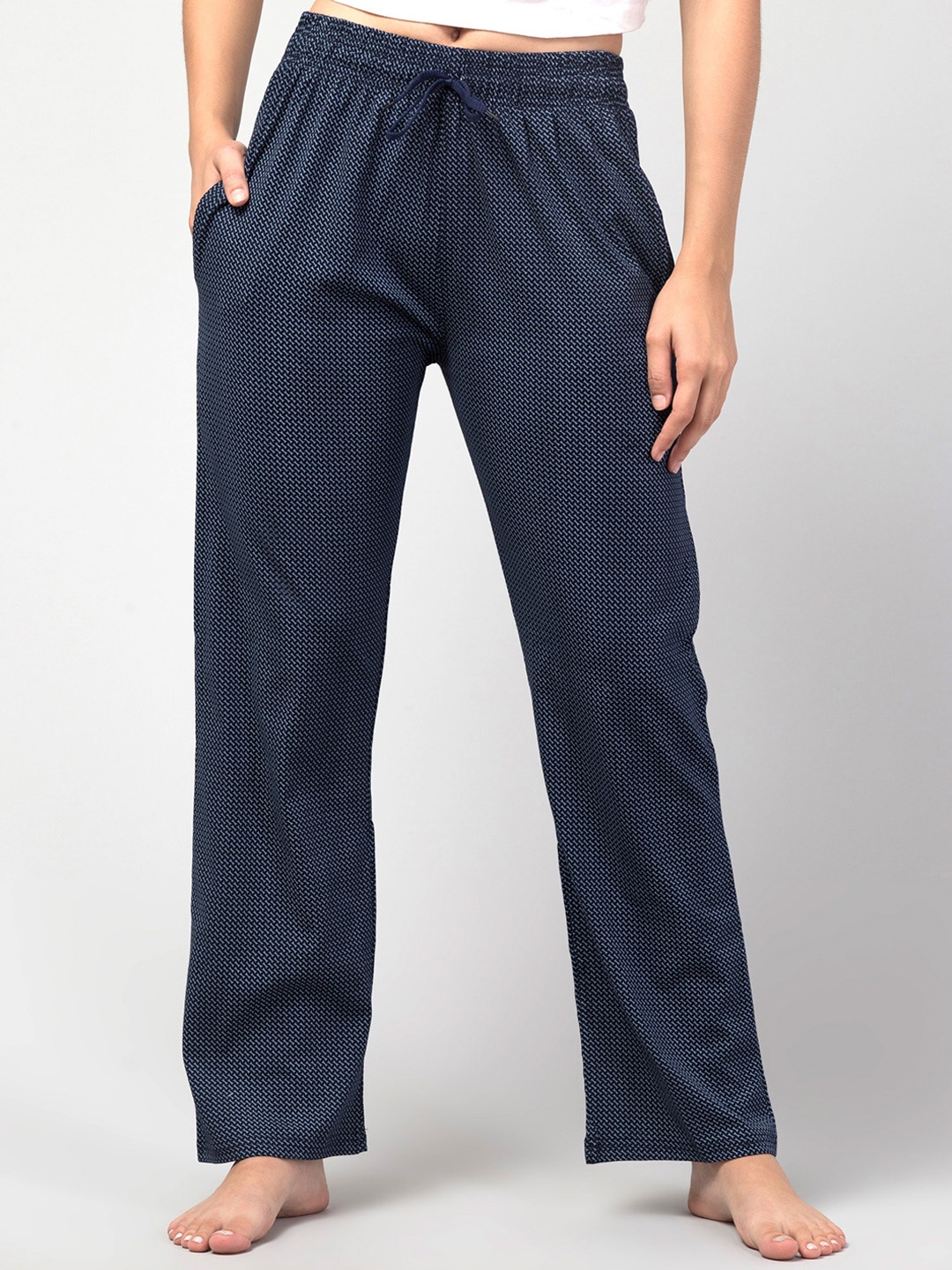 

FflirtyGo Women Printed Cotton Lounge Pant, Blue