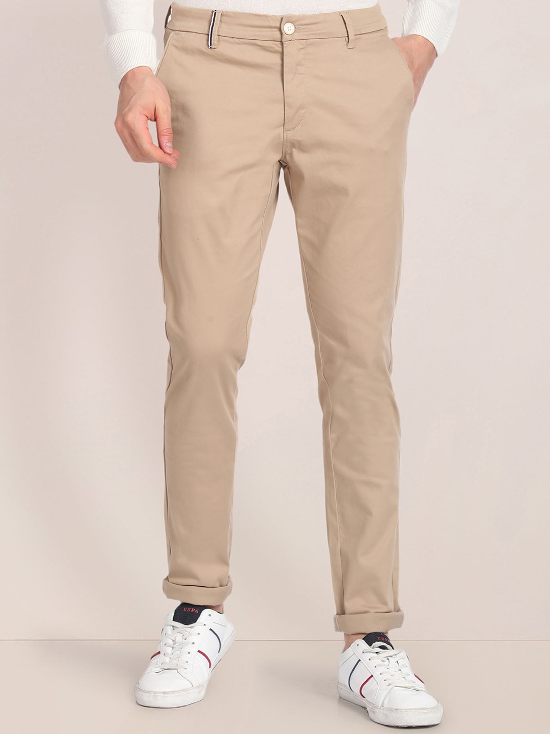 

U.S. Polo Assn. Men Mid-Rise Chinos Trousers, Brown