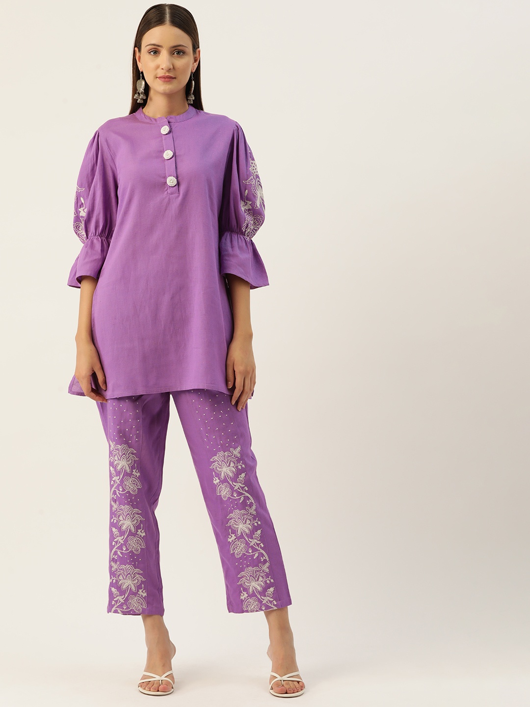 

MISRI Women Embroidered Co-Ords, Purple