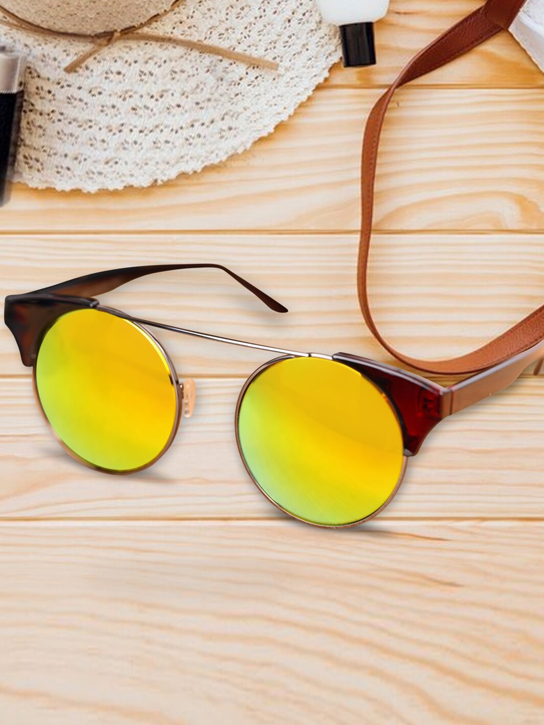 

Mast & Harbour Orange Unisex Round Sunglasses with UV Protected Lens M&HSG-1955211