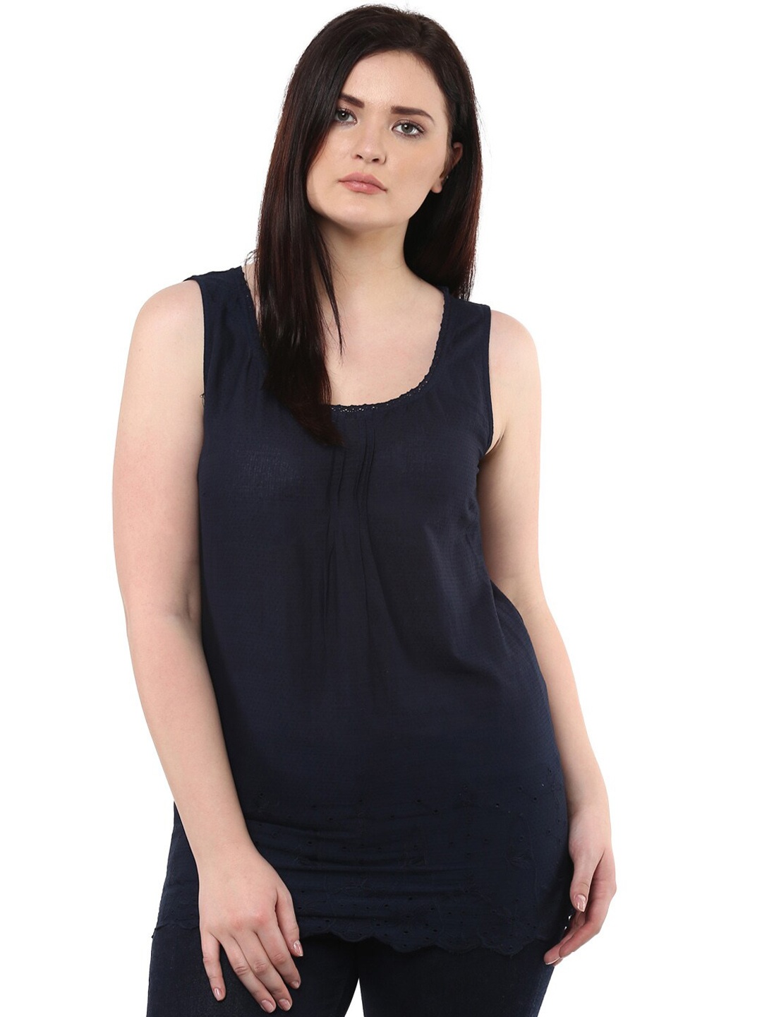 

LastInch Scoop Neck Cotton Tank Top, Blue