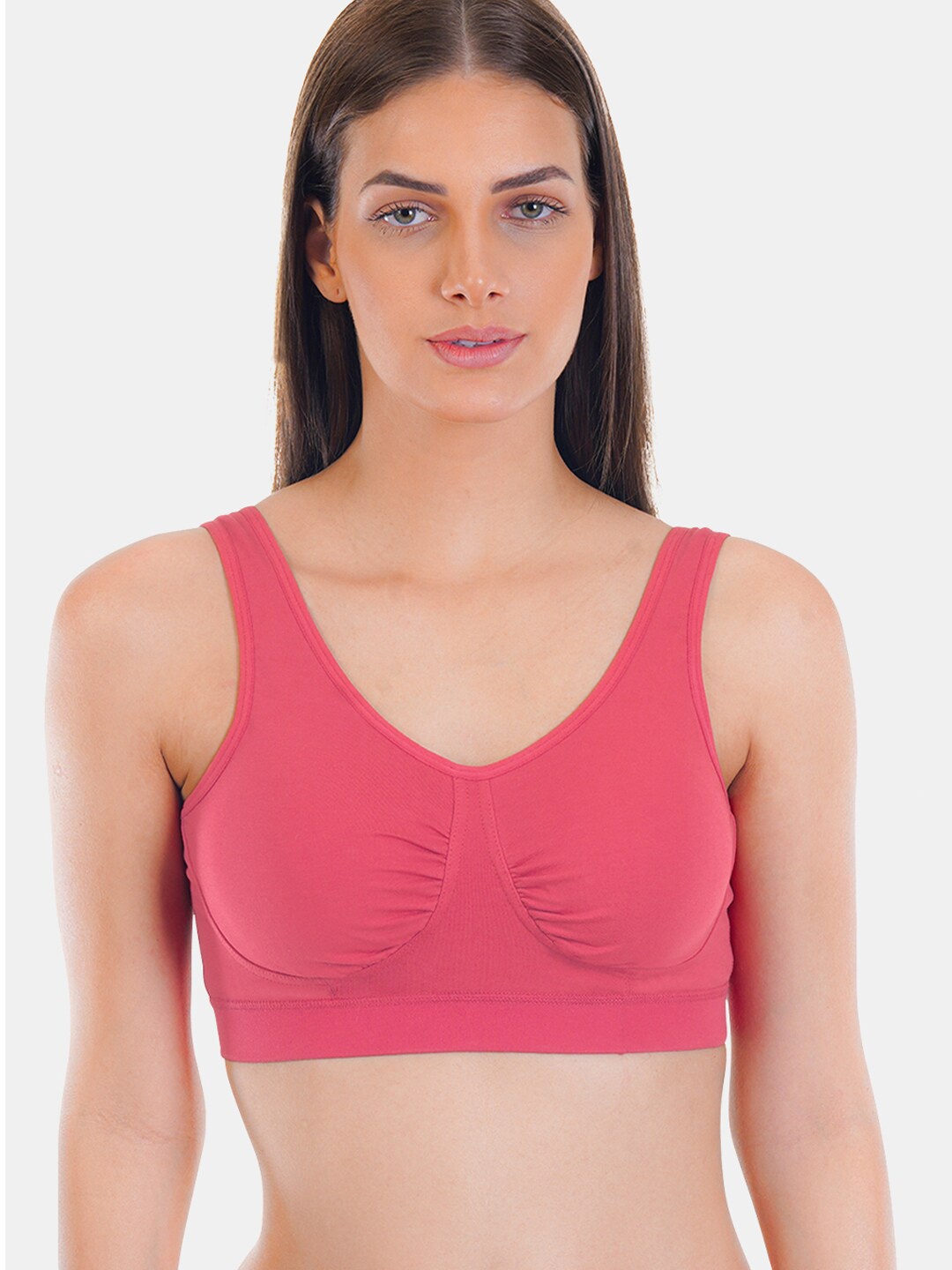 

SONA Full Coverage Lightly Padded Cotton Workout Bra With All Day Comfort, Coral