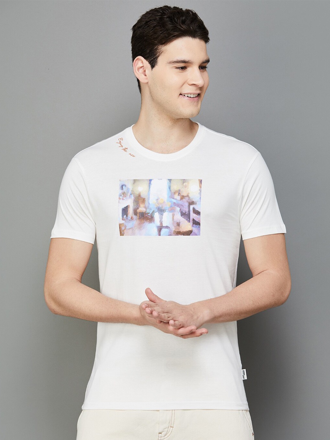 

Fame Forever by Lifestyle Graphic Printed Slim Fit Cotton T-shirt, Off white
