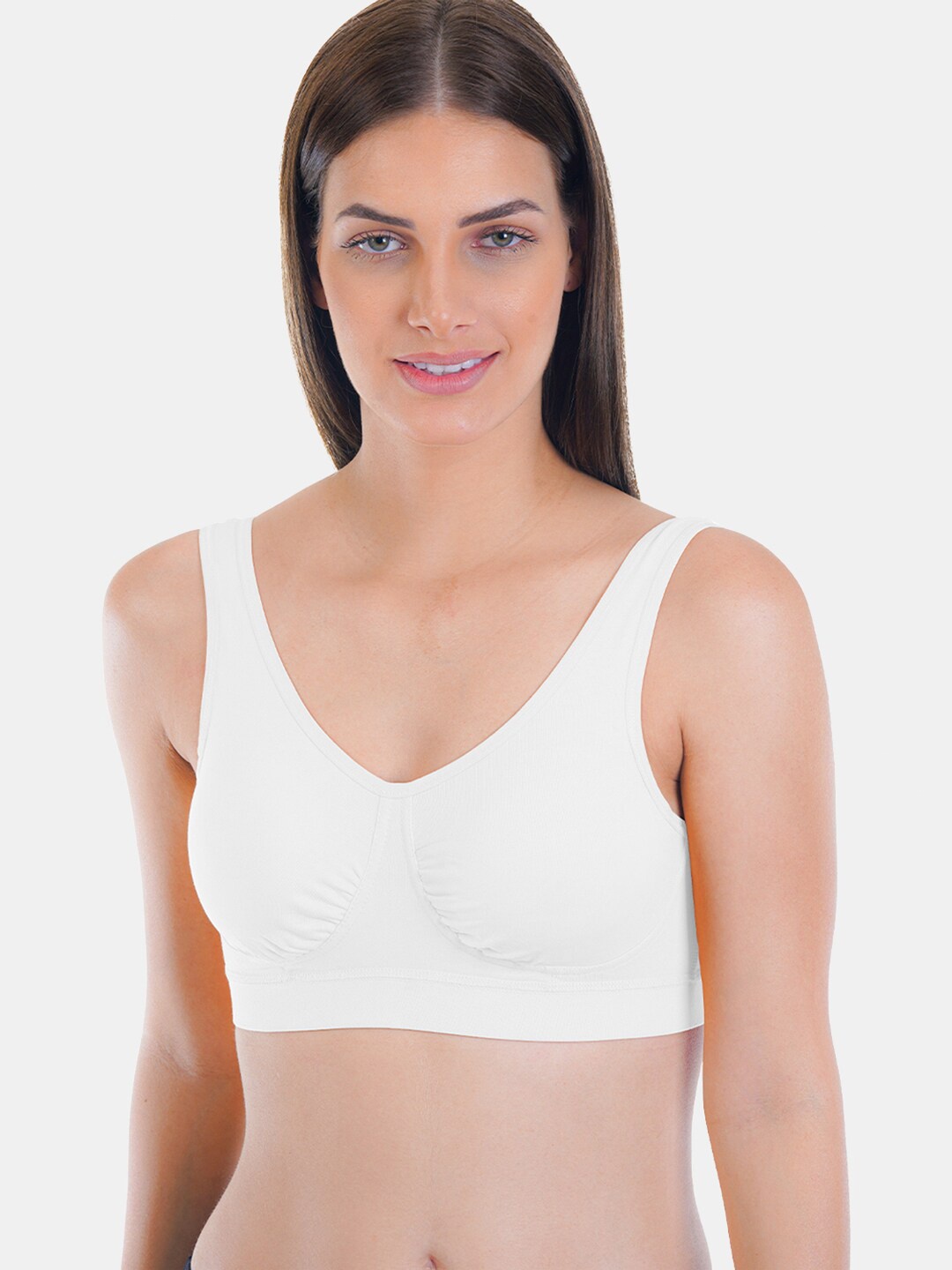 

SONA Full Coverage Lightly Padded Cotton Workout Bra With All Day Comfort, White