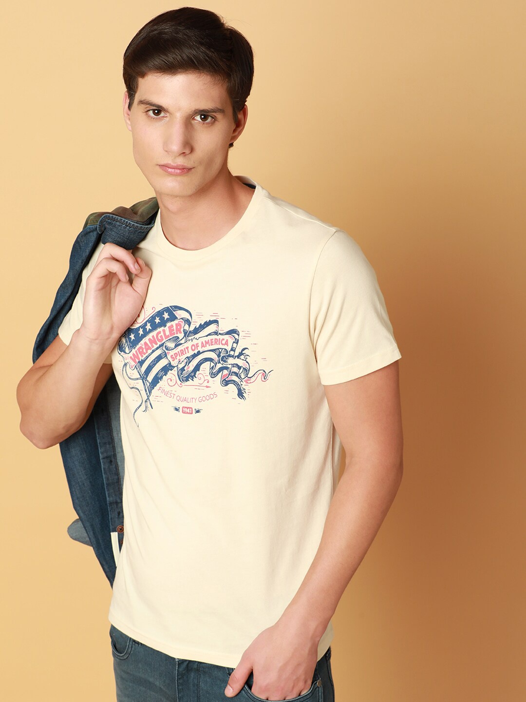 

Wrangler Typography Printed Pure Cotton T-shirt, Beige