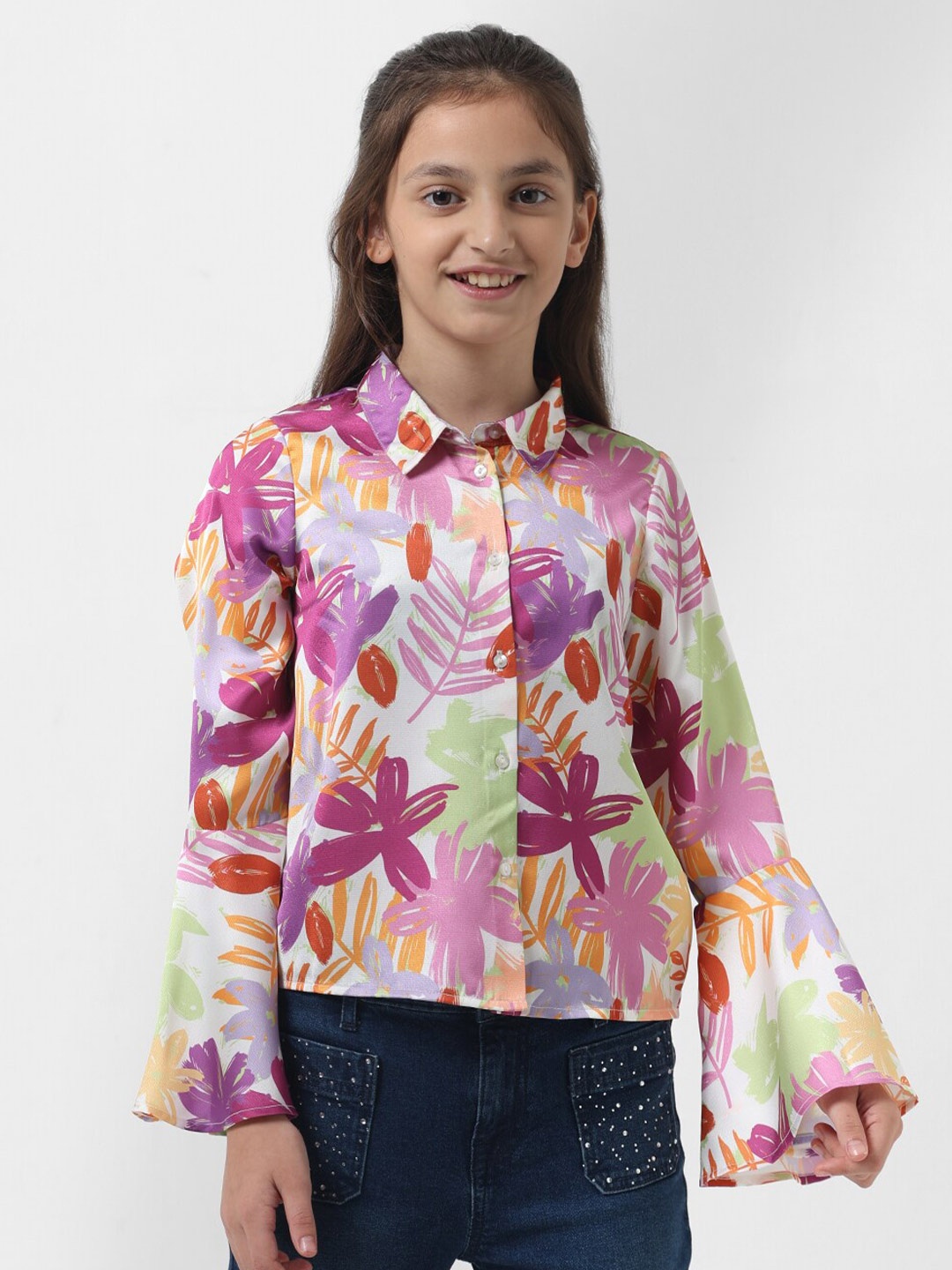 

Vero Moda Girls Floral Printed Shirt, Purple
