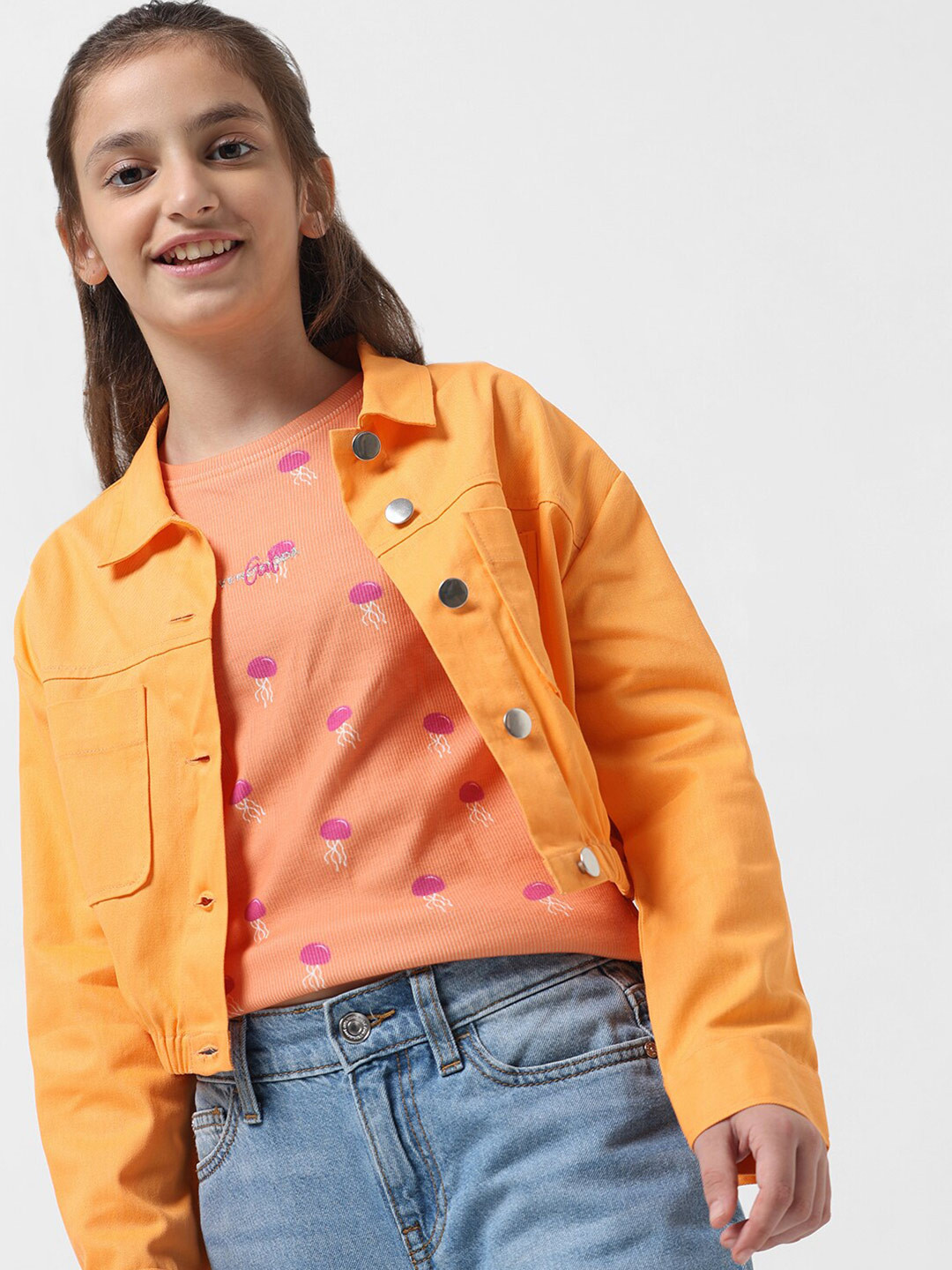 

Vero Moda Girls Pure Cotton Casual Shirt, Orange