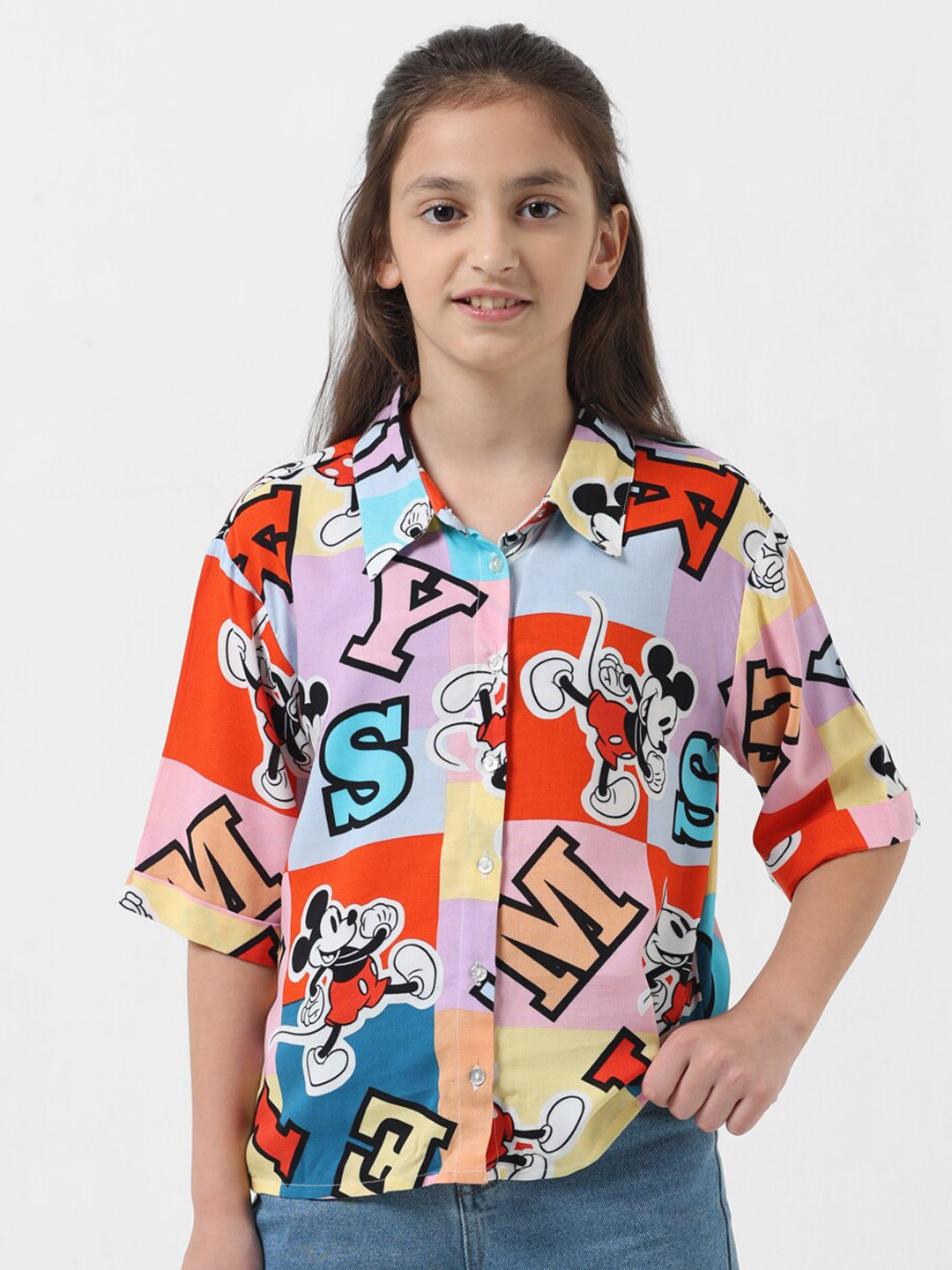 

Vero Moda Girls Mickey Mouse Printed Casual Shirt, Red