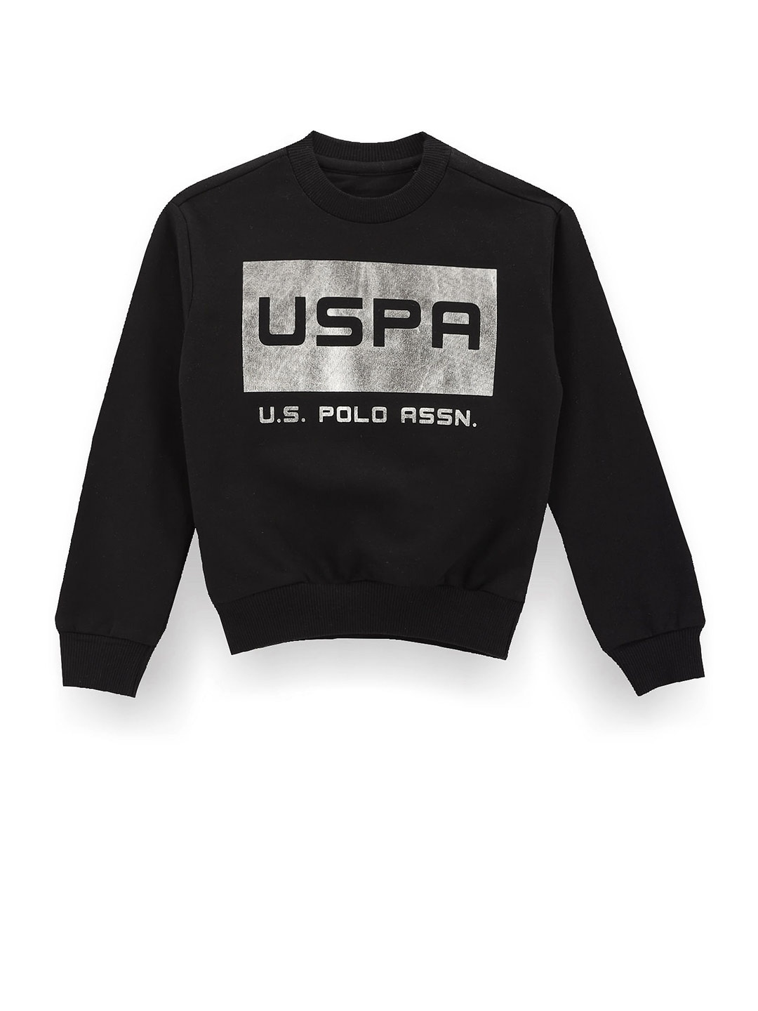 

U.S. Polo Assn. Kids Boys Typography Printed Cotton Pullover Sweatshirt, Black