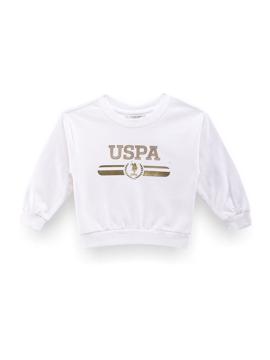 

U.S. Polo Assn. Kids Girls Typography Printed Cotton Sweatshirt, White