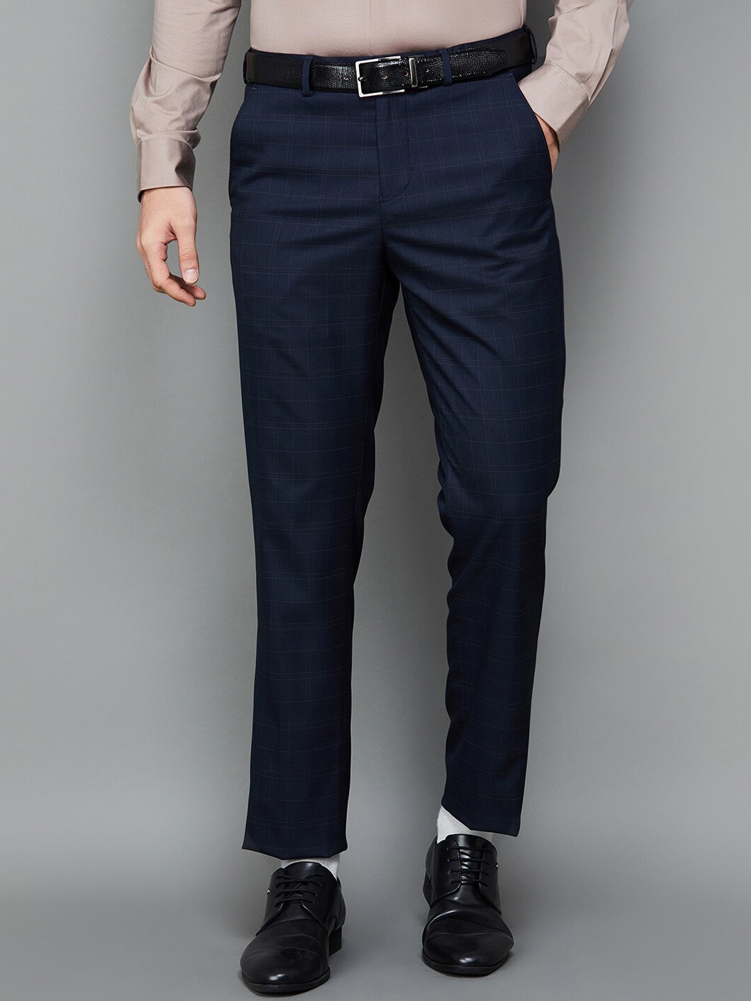 

CODE by Lifestyle Men Checked Slim Fit Trousers, Blue