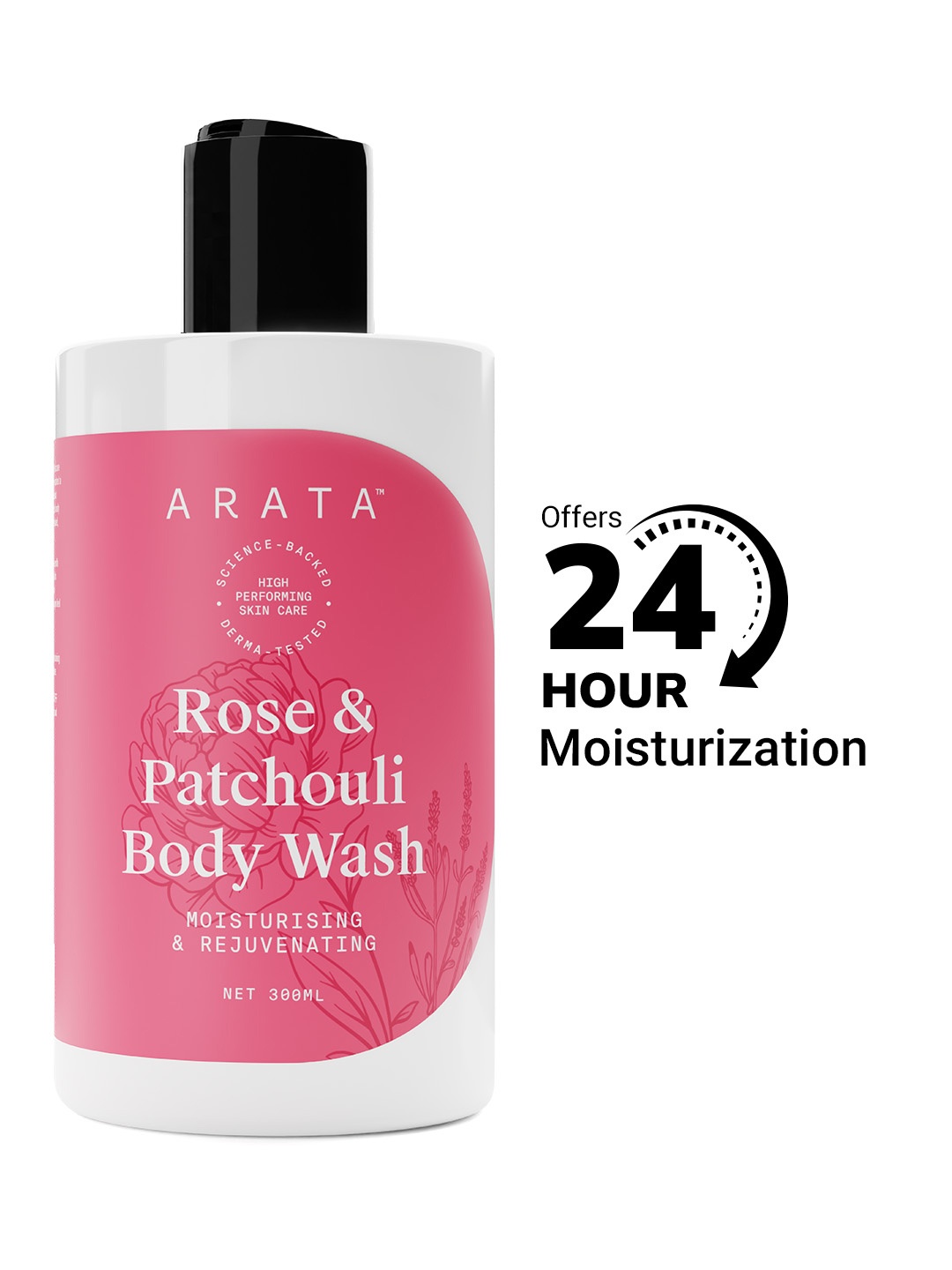 

ARATA Rose & Patchouli Body Wash Moisturizing & Rejuvenating - 300ml, Transparent