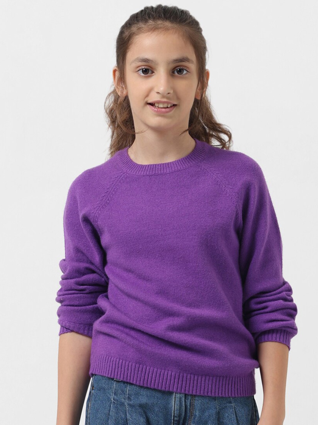 

Vero Moda Girls Round Neck Long Sleeve Pullover Sweaters, Purple