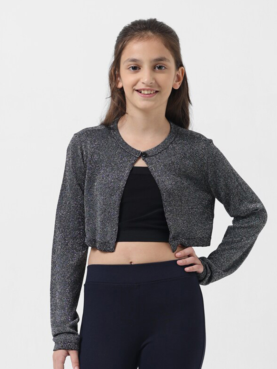 

Vero Moda Girls Speckled Crop Cardigan, Black