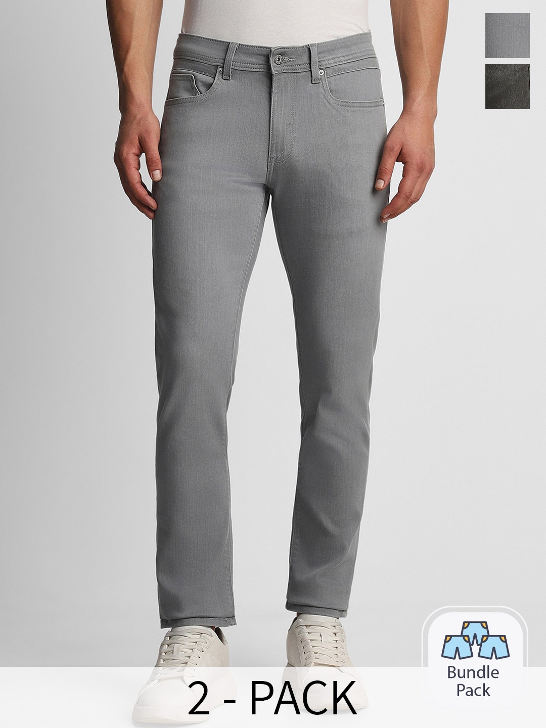 

Louis Philippe Jeans Men Pack Of 2 Slim Fit Mid-Rise Clean Look Stretchable Jeans, Grey
