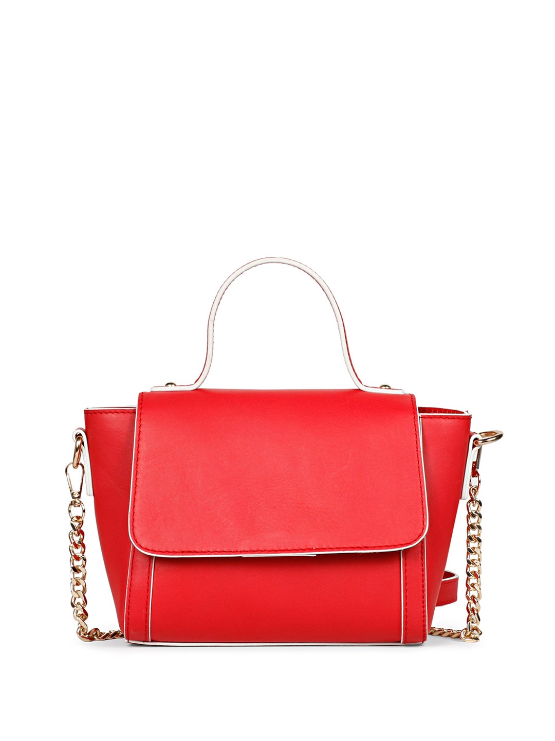 

Favore Leather Structured Handheld Bag With Detachable Sling, Red