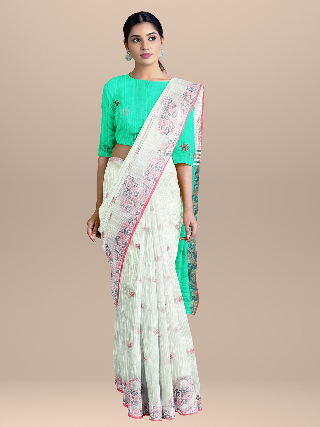 

SARIKA Ethnic Motifs Woven Design Saree, White