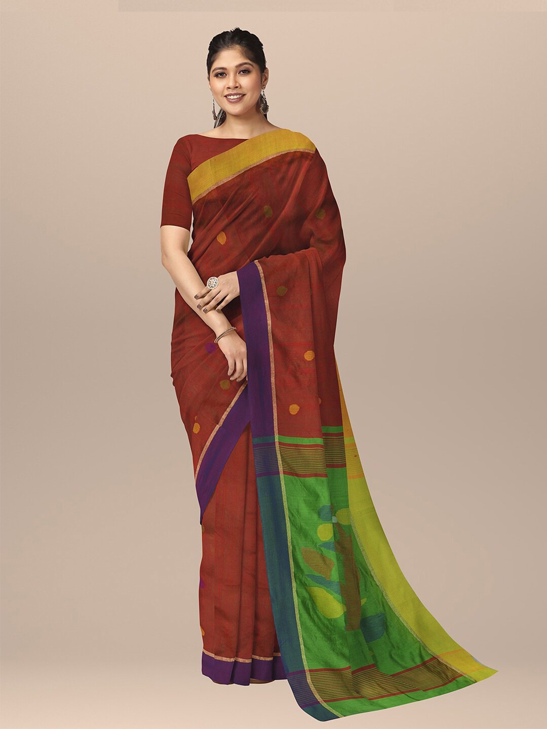 

SARIKA Ethnic Motifs Woven Design Saree, Red