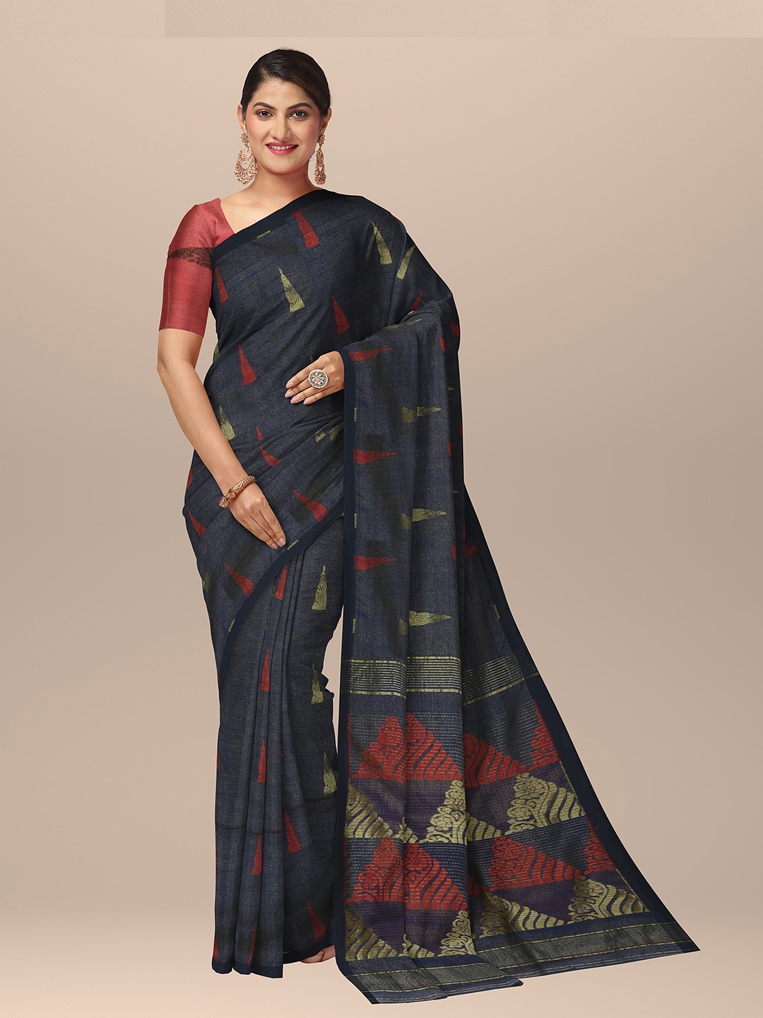 

SARIKA Ethnic Motifs Woven Design Saree, Blue