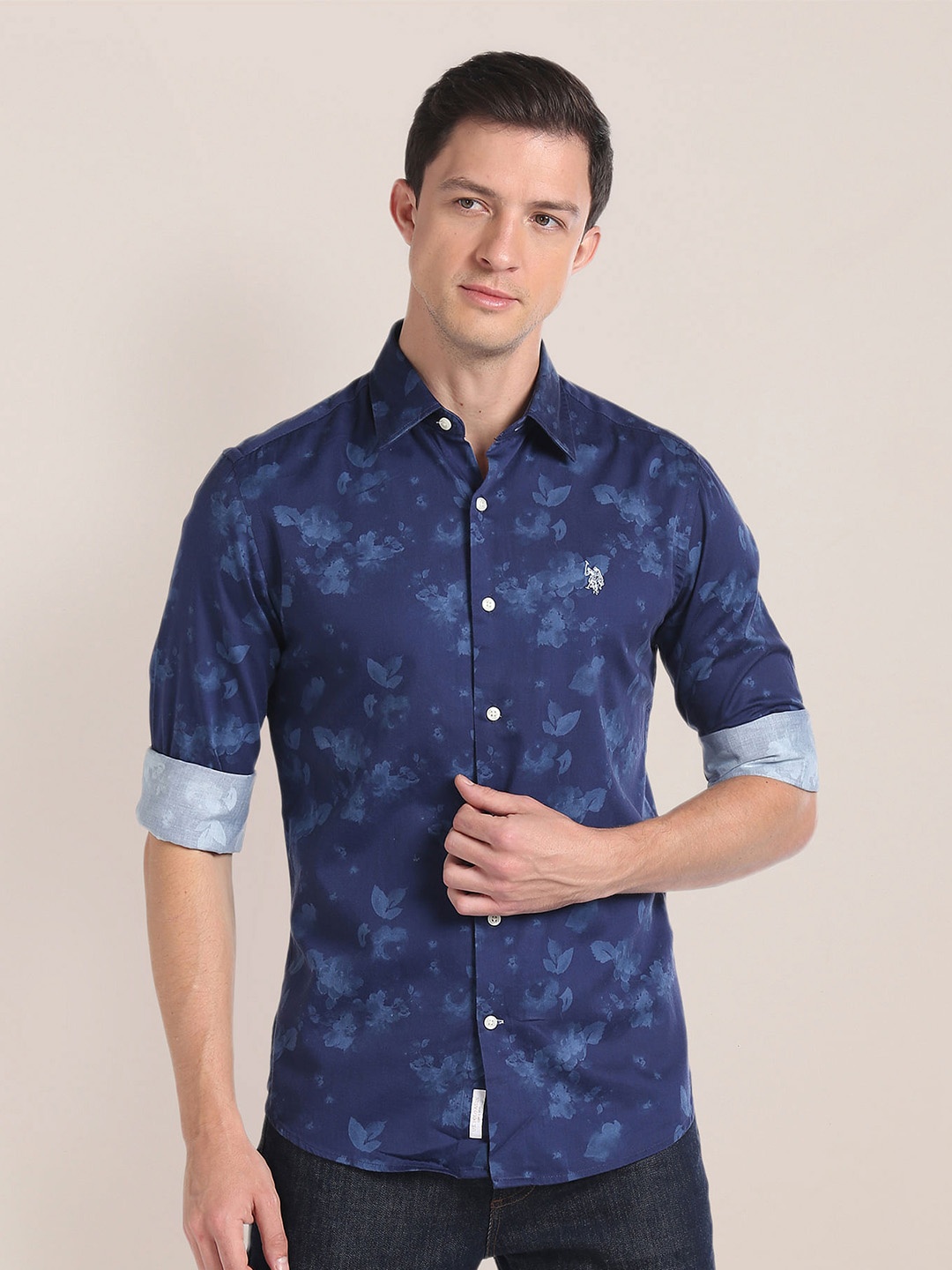 

U.S. Polo Assn. Floral Printed Cotton Casual Shirt, Blue