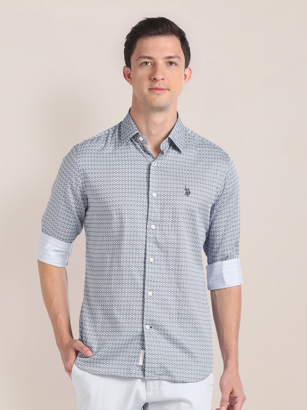 

U.S. Polo Assn. Ethnic Motifs Printed Cotton Casual Shirt, Grey