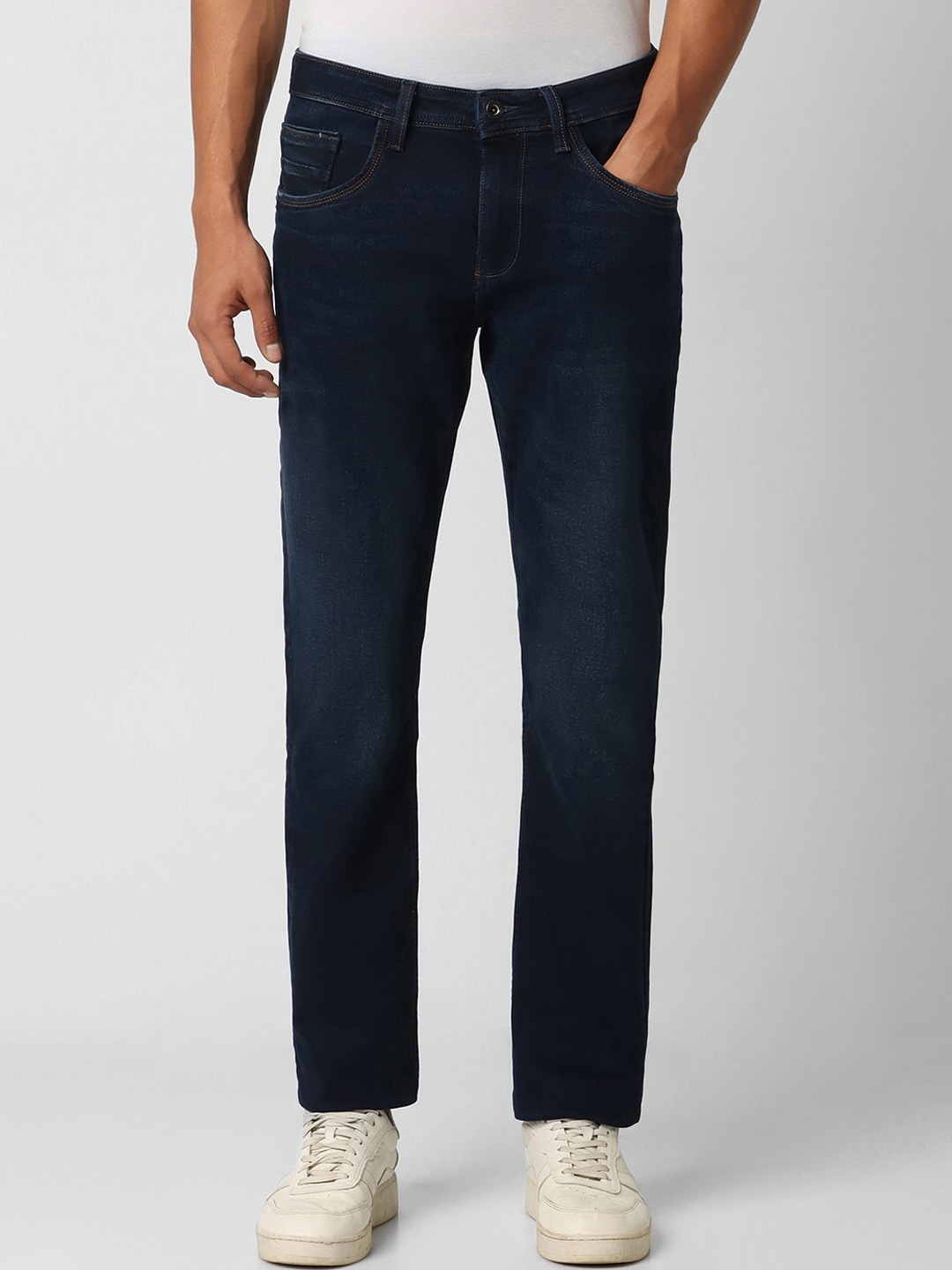 

VAN HEUSEN DENIM LABS Men Slim Fit Mid-Rise Clean Look Stretchable Jeans, Navy blue