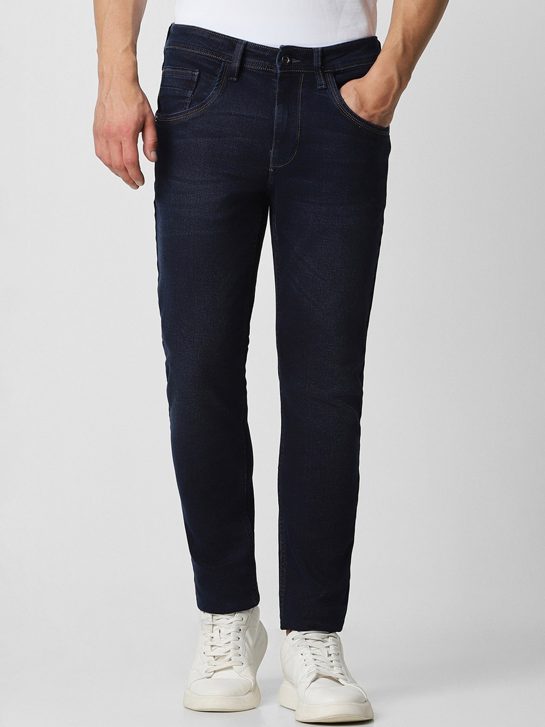 

VAN HEUSEN DENIM LABS Men Slim Fit Mid-Rise Clean Look Stretchable Jeans, Navy blue