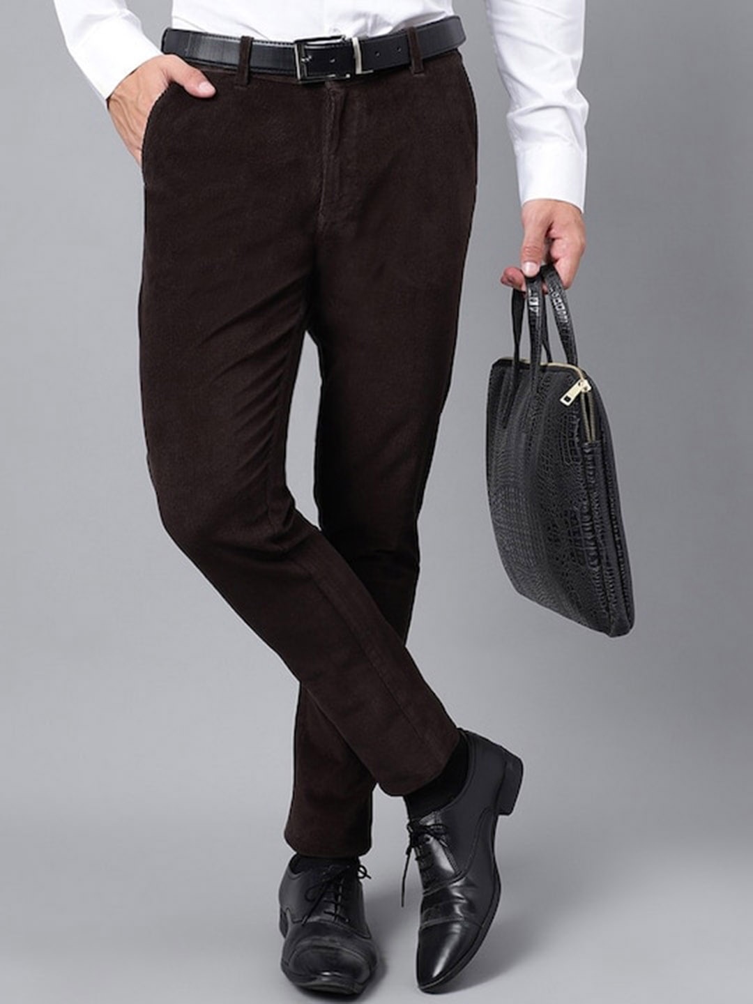 

Hancock Men Tailored Slim Fit Corduroy Formal Trouser, Olive